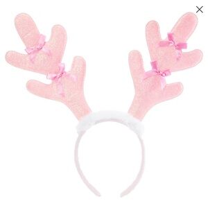 Reindeer Bows & Glitter Antler Christmas Headband - Pink